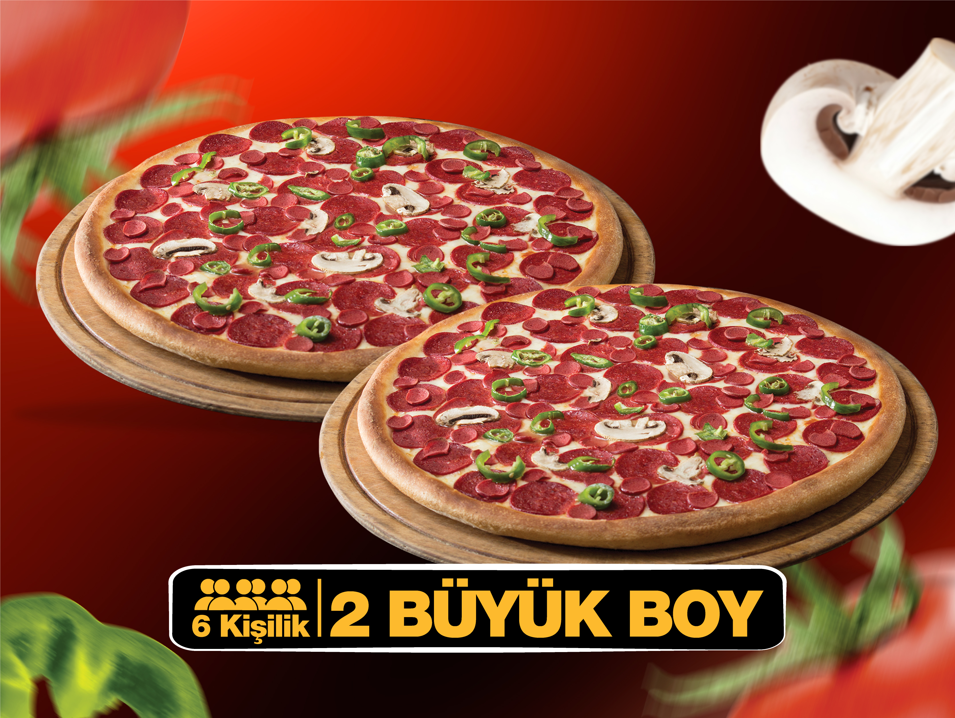 2 Büyük Boy Mega Pizza